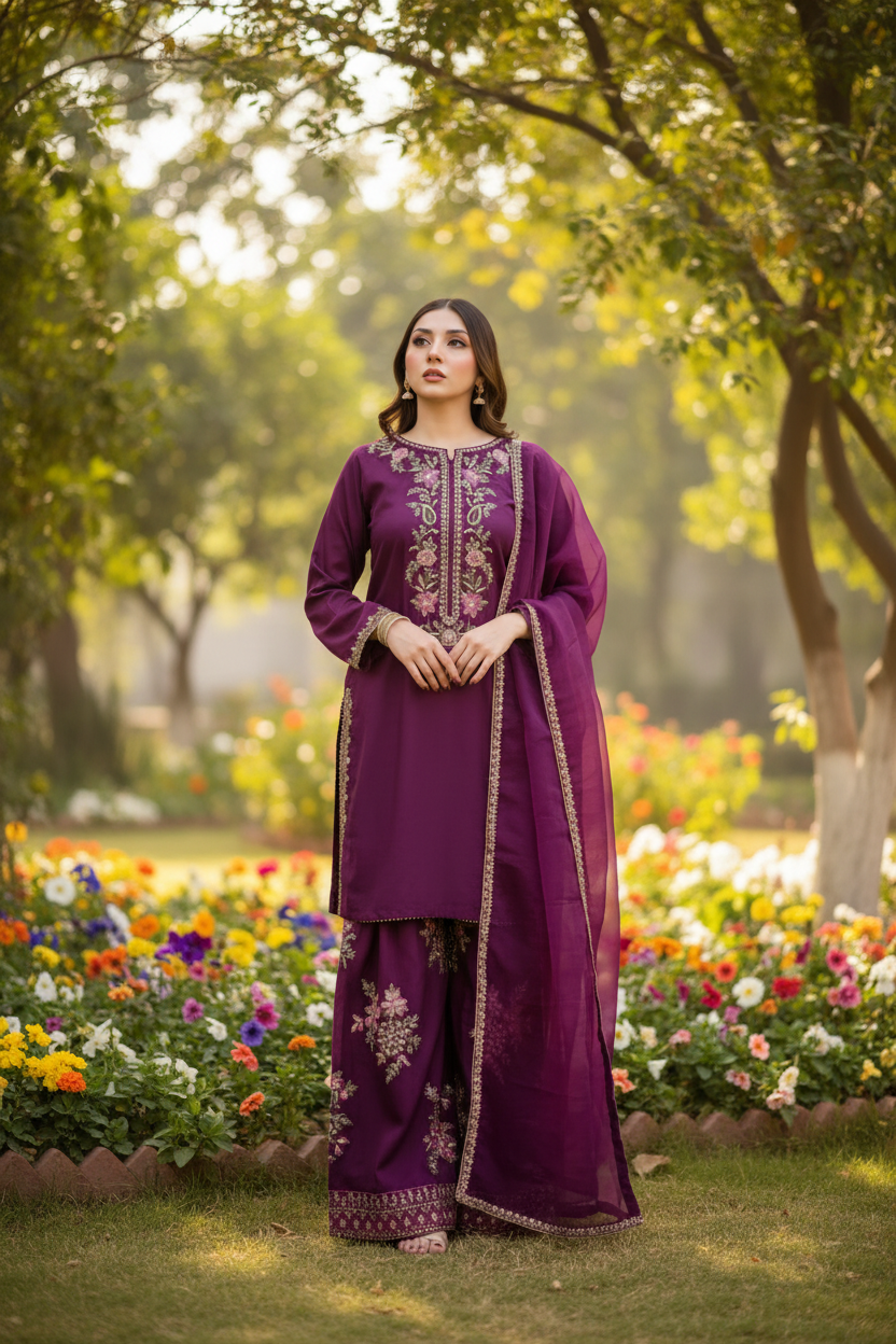 Plum purple Farshi shalwr